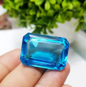 63.50 Ct Sky Blue Color Aquamarine Gemstone Top Quality Emerald Shape Top Grade - Picture 1 of 5