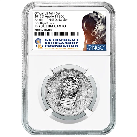 2019-S Proof 50c Apollo 11 50th Ann. Half Dollar NGC PF70UC FDI ASF Label Cover