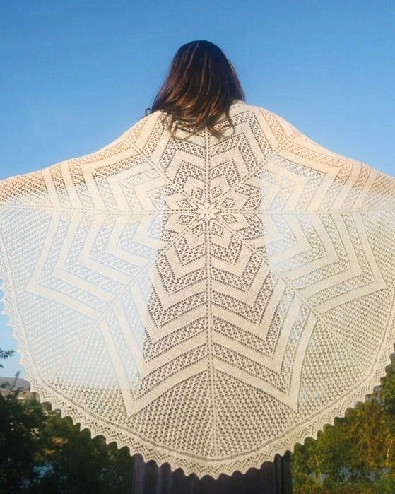 GORGEOUS LACE CIRCLE OF LIFE SHAWL to KNIT in LACE WEIGHT YARN by FIBER TRENDS - Image 1 of 1