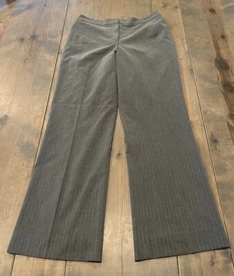 Pantalones de oficina Larry Levine Classics para mujer gris forrados a rayas talla: 12 Foto 1 de 4