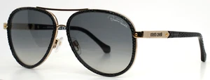 ROBERTO CAVALLI Adhafera 790S 28B Black Gold Womens Sunglasses 57-14-135 B:47 - Picture 1 of 15