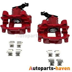 Rear Brake Calipers w/ Bracket Red For Audi A3 Quattro VW Golf GTI Passat Jetta - Picture 1 of 9