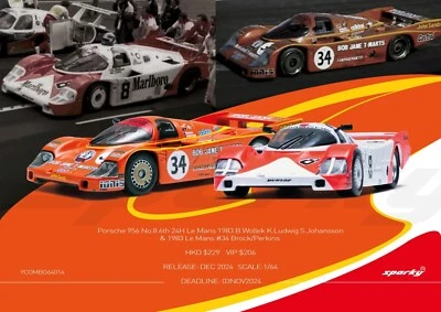 1/64 SPARKY - "PORSCHE 956 #8 6ème + #34 24H Le Mans 1983 - Immagine 1 di 3