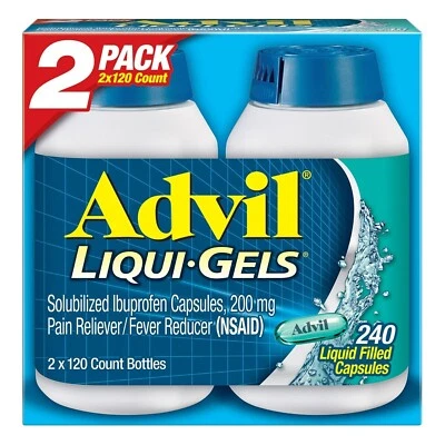 Advil Liqui-Gels Ibuprofeno 200 mg. Analgésico/reductor de fiebre 240 cápsulas Foto 1 de 2