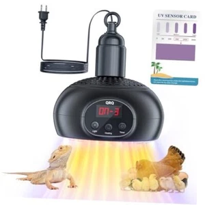 QRQ Chicken Coop Heater Lamps, 200W-350W-500W Reptile Heat Lamp with UVA Black - Picture 1 of 8