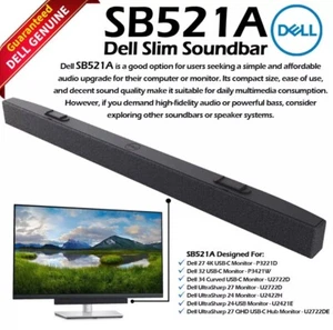 Genuine Dell Slim Sound bar Speaker SB521A U2421E P2721Q P3221D P3421W MRNJR - Picture 1 of 5
