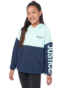 Justice Girls Hoodie Sweatshirt Blue Colorblock Pocket J Sport Logo Size 12/14 - Picture 1 of 8