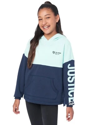 Justice Girls Hoodie Sweatshirt Blue Size 16/18 Pullover Pocket J Sport Logo - Image 1 of 4