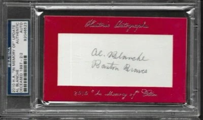 Al Blanche 1935-36 Boston Braves 2010 HA In Memory Of PSA/DNA cert. auto. d.1997 - Image 1 of 2