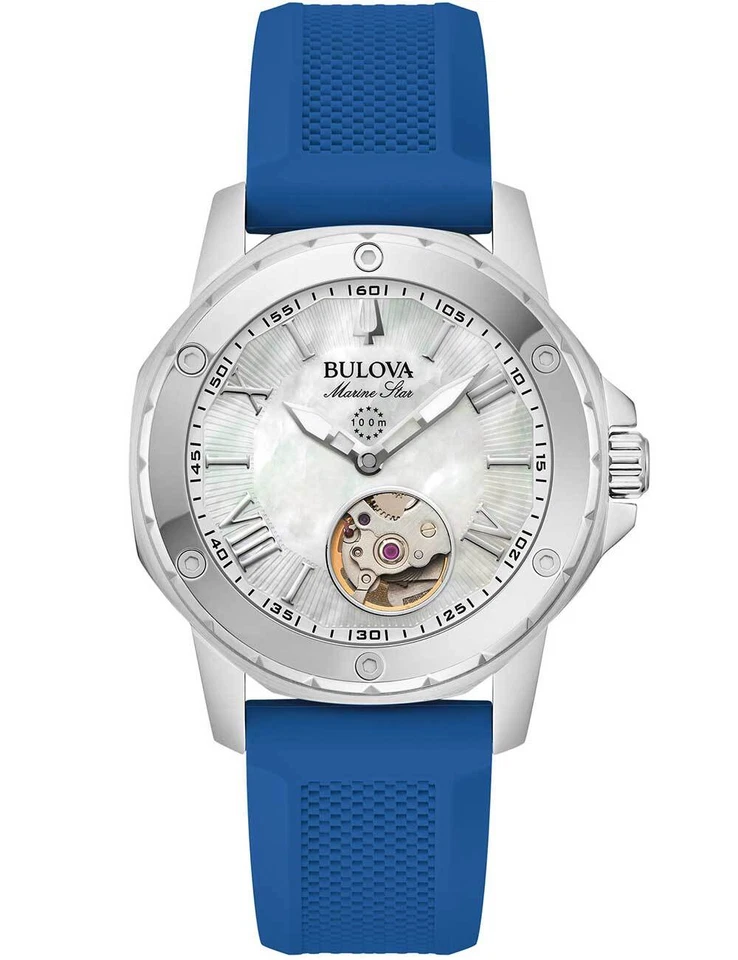 Bulova Marine Mother Of Pearl Dial Automatic Casual Women's Ladies Watch 96L324