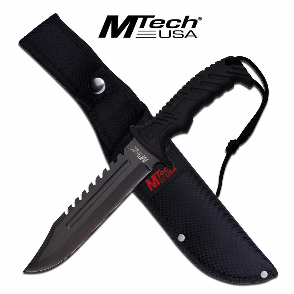 Cuchillo de hoja fija MTech MT-20-57BK negro Sawback Bowie 12 1/2" en general MT2057BK  Foto 1 de 1