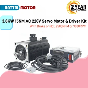 3.8KW 15NM AC 220V Servo Motor Brake CNC Servo Driver Kit for CNC Router Sewing - Picture 1 of 9