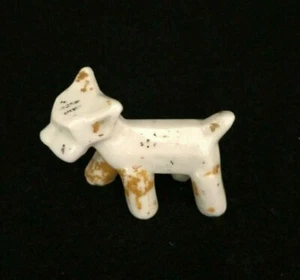 Vintage Scottie Puppy White & Brown Mini Porcelain Figurine - Japan - Picture 1 of 7