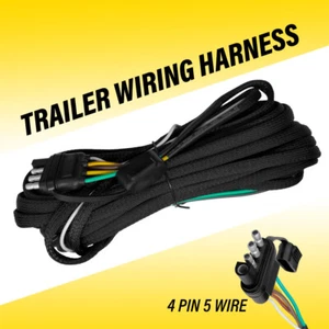 22ft 4 Way Trailer Wiring Connection Kit Flat Wire Extension Harness Boat Car RV - Picture 1 of 9