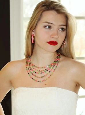 Collar Babero Kate Spade New York Oro Cubetti Multi Cinco Hilos Rosa Azul Verde Foto 1 de 4