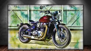 LEINWAND BILD ER XXL POP ART TRIUMPH BONNEVILLE MOTORRAD ABSTRAKT POSTER 150x90 - Bild 1 von 3