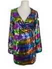 Pretty Little Thing Dress Womens Size 2 Rainbow Sequin Long Sleeve Wrap Blazer