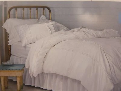 2 pc Simply Shabby Chic White Twin Ruffle Lace Duvet Cover & Sham Set NIP - Image 1 of 4