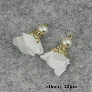 10pcs 30mm Tassel Flower Pearl Charms Pendant DIY Earrings Jewelry Findings