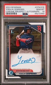 2024 Bowman Chrome 1st Yoeilin Cespedes Auto #CPA-YCE Red Sox PSA 10 - Picture 1 of 3