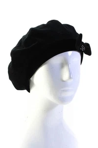 Rykiel Enfant Girls Black Velvet Crystal Bow Beret Beanie Hat Size 56cm - Picture 1 of 9