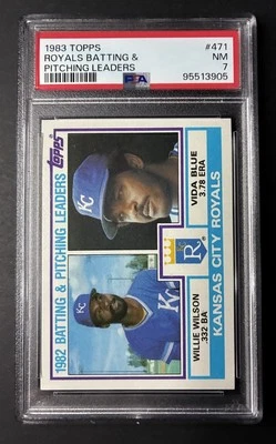 1983 Topps Kansas City Royals Team Leaders PSA 7 Willie Wilson Vida Blue - Image 1 of 2