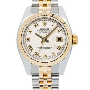 Rolex Datejust 179173 18K TwoTone Jubilee Cream Pyramid Dial Women's 26mm - Picture 1 of 6