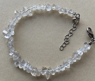 Genuine Natural Herkimer Diamond Crystal Bracelet - 925 Sterling Silver  - Image 1 of 4
