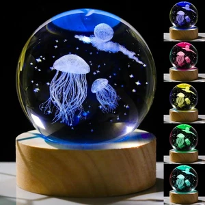 3D Jellyfish Gifts for Women Crystals Ball 60mm - Jellyfish Figurines Decor G... - Picture 1 of 5