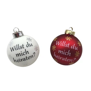 Hochzeitsantrag Weihnachten, Willst du mich heiraten? Christbaumkugel 8 cm Glas - Bild 1 von 13