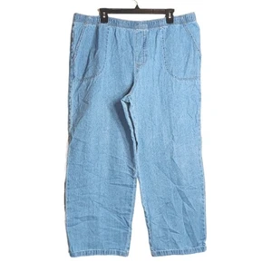 White Stag Pull On Jeans Womens 18 Petite Light Wash High Rise 100% Cotton - Picture 1 of 4