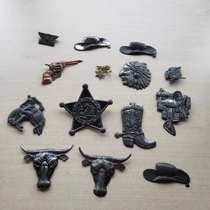 Vintage Cowboy & Indianer Indianer Thema Wilder Westen Broschen Anstecknadel Abzeichen - Bild 1 von 5