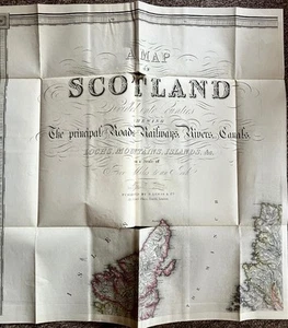 1846 GROSSE FARBIGE FALTKARTE VON SCHOTTLAND von SAMUEL LEWIS 6 x Faltteile - Bild 1 von 5