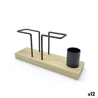 Portatovaglioli da tavola My Bar Marrone Nero Legno Ferro 20 x 5,5 x 8 cm [12 - Immagine 1 di 4