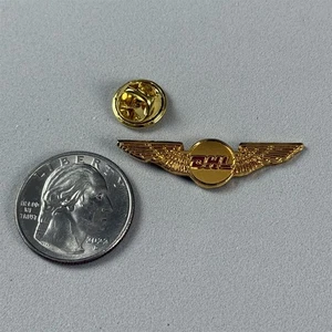 Vintage DHL Worldwide Express Polit Wings Red Letters Pin Pinback #56175 - Picture 1 of 3