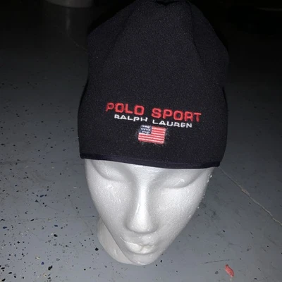 De Colección Años 90 POLO SPORT Ralph Lauren Gorro Sombrero Para Hombres S/M Negro Bandera EE. UU. Hecho en EE. UU. Foto 1 de 4