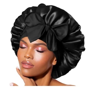 Bonnet Queen Satin Bonnet Sleep Cap Your Daily Hair Mate Black - Picture 1 of 3