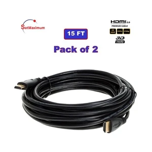 2-Pack 15FT High Speed HDMI Cable 1080P 60Hz HDTV Blu-ray DVD 3D PS5 Xbox Cord - Picture 1 of 4