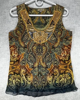 Camiseta sin mangas para mujer One World Live And Let Live talla pequeña multicolor boho Foto 1 de 4