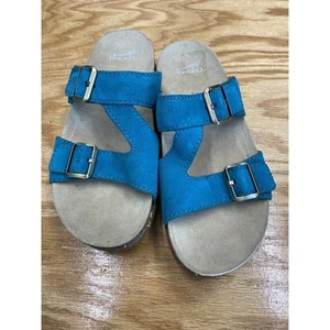 Dansko Dayna Slide Sandals Women's Size 8.5 Teal Blue Suede Vibram Sole S60 - Picture 1 of 6