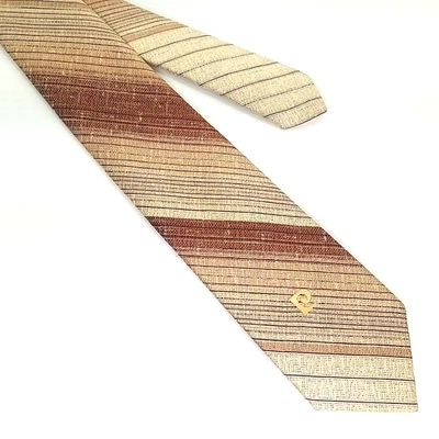 Vtg Pierre Cardin Luxury Tie Beige Brown Striped Polyester Necktie 56" x 3" - Image 1 of 4
