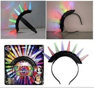 NEW LIGHT UP SPIKE MOHAWK headband lightup flashing hat dressup party supplies - Picture 1 of 1