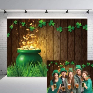 St.Patrick'S Day Photography Background Lucky Irish Shamrock Festival Party Bann - Picture 1 of 12