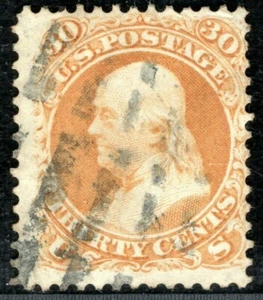 USA Stamp Scott.71 30c Orange BENJAMIN FRANKLIN (1861) Used VF Cat $190+ GOLD41 - Picture 1 of 6