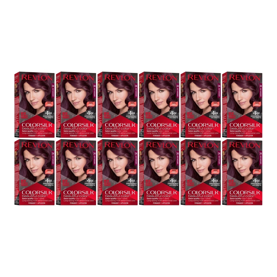 Revlon Colorsilk 34 Deep Burgundy Permanent Hair Color 1 Application