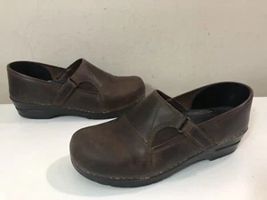 Dansko Women's Oiled Brown Leather Elastic Slip-on Bkle Clog Sz 10.5- 11 / EU 41 - Picture 1 of 12
