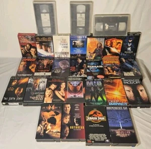 Lot Of 28 VHS Movies VARIOUS ACTION THRILLER SUSPENSE SCI-FI TESTED READ TITLES - Picture 1 of 4