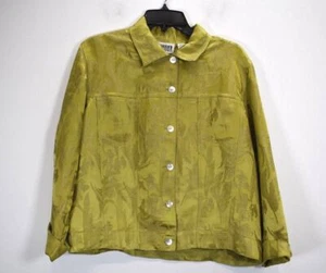 Chicos Design Womens Floral Roll Up Sleeve Button Front Silk Blend Jacket 1 - Picture 1 of 8