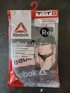 Reebok Seamless Thongs, Performance Training, 4 Pack, Black Gray Pink, Size MED - Picture 1 of 2