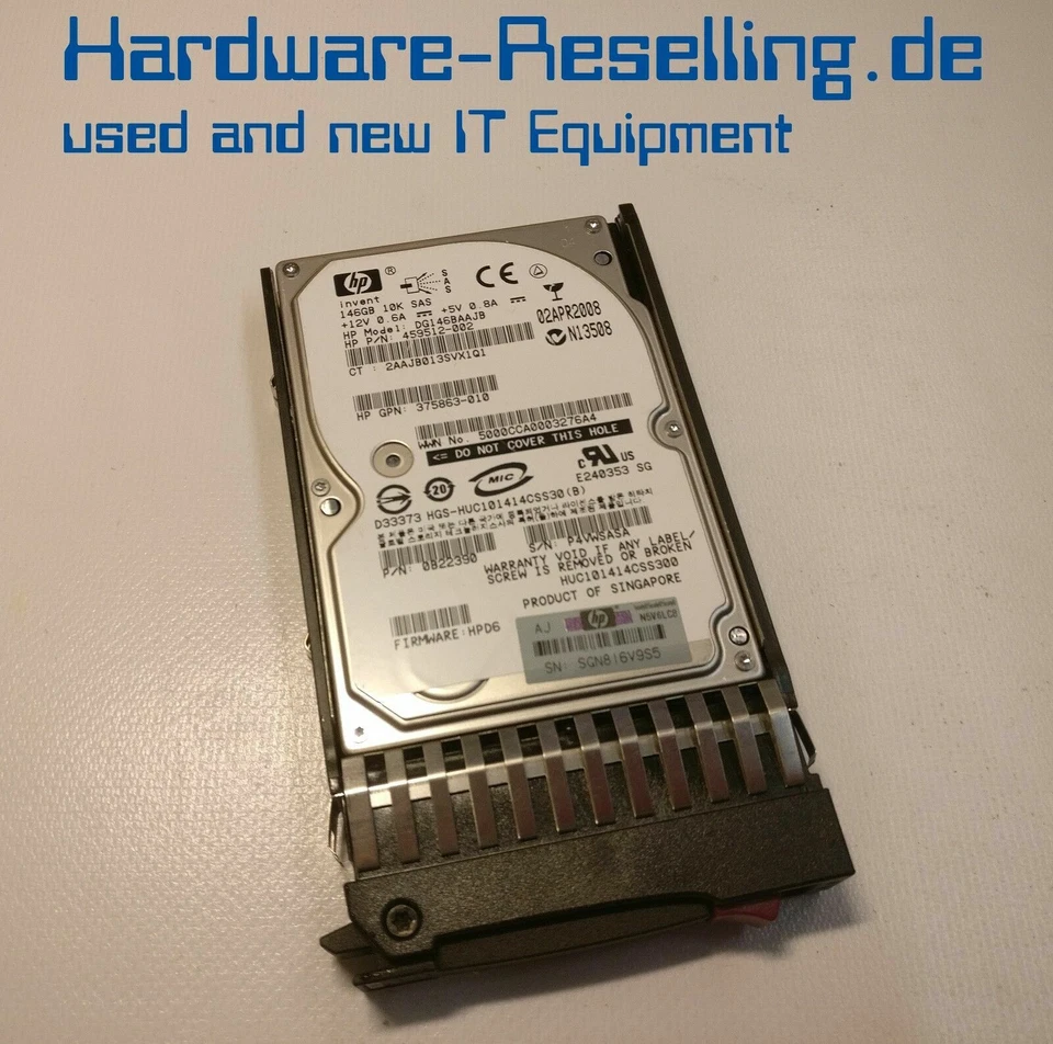 HP 146GB 10K 2.5" SAS DG146BAAJB 375863-009 418399-001 459512-002 - Immagine 1 di 1